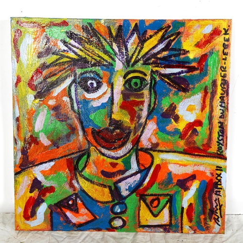 1426 - Royston Du Maurier-Lebek, acrylic on canvas, a face in the crowd, 50cm x 50cm