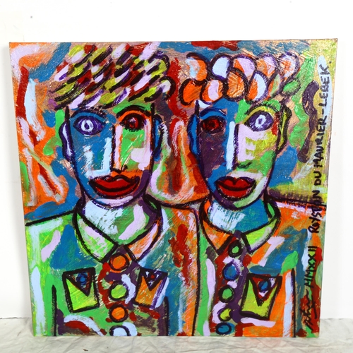 1427 - Royston Du Maurier-Lebek, acrylic on canvas, a face in the crowd, 50cm x 50cm