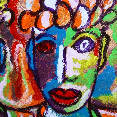 1427 - Royston Du Maurier-Lebek, acrylic on canvas, a face in the crowd, 50cm x 50cm