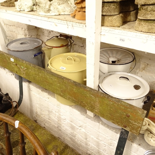 2780 - 5 various Vintage enamel bread bins, slop bucket etc