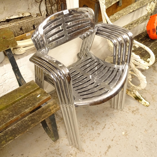 2790 - Jorg Pensi for Knoll and Amat 3, a set of 4 aluminium outdoor stacking chairs