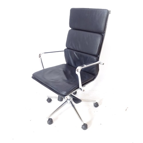 2057 - An Eames style swivel/adjustable desk chair, on a 5-star chromed wheeled base