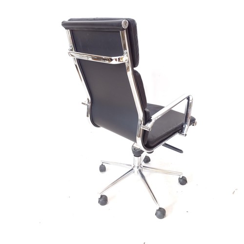 2057 - An Eames style swivel/adjustable desk chair, on a 5-star chromed wheeled base