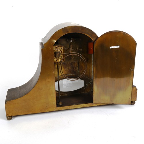 333 - An Art Deco brass 8-day dome-top mantel clock, width 50cm