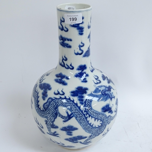 199 - A large Chinese blue and white 'Dragon' vase, height 34cm