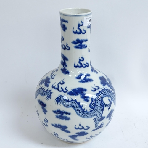 199 - A large Chinese blue and white 'Dragon' vase, height 34cm