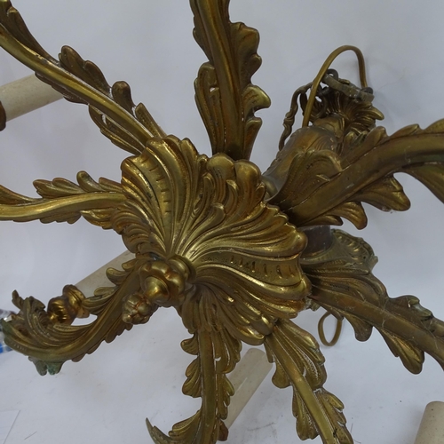 343 - A Vintage painted cast-brass 8-branch ceiling chandelier, height 60cm, branch length 26cm