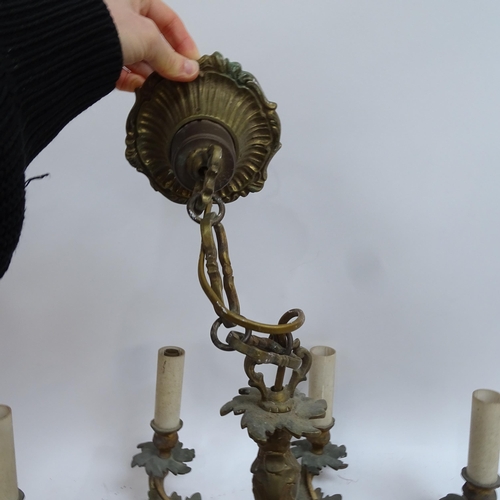 343 - A Vintage painted cast-brass 8-branch ceiling chandelier, height 60cm, branch length 26cm