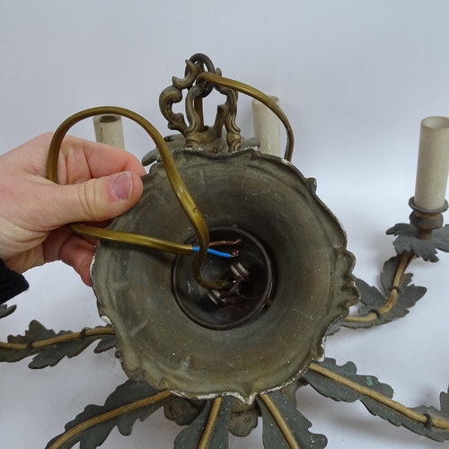 343 - A Vintage painted cast-brass 8-branch ceiling chandelier, height 60cm, branch length 26cm