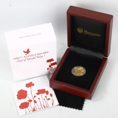 108 - The Perth Mint 2018 100th Anniversary End of World War I quarter ounce gold proof 25 dollar coin, fi... 