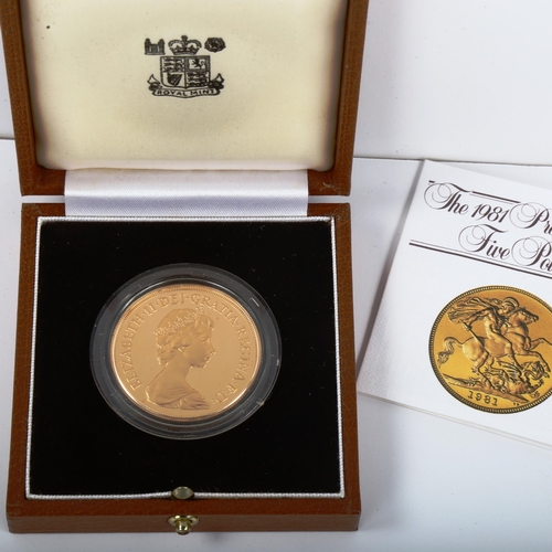 115 - Royal Mint 1981 gold proof five pounds coin, boxed