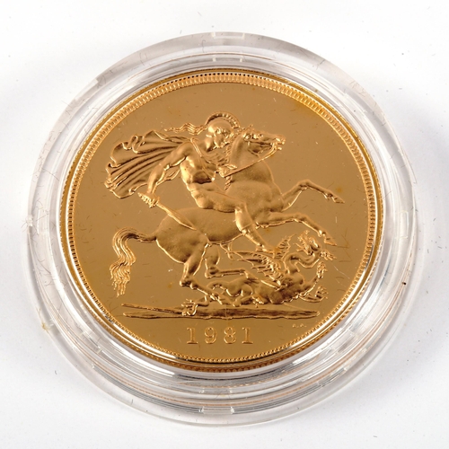 115 - Royal Mint 1981 gold proof five pounds coin, boxed