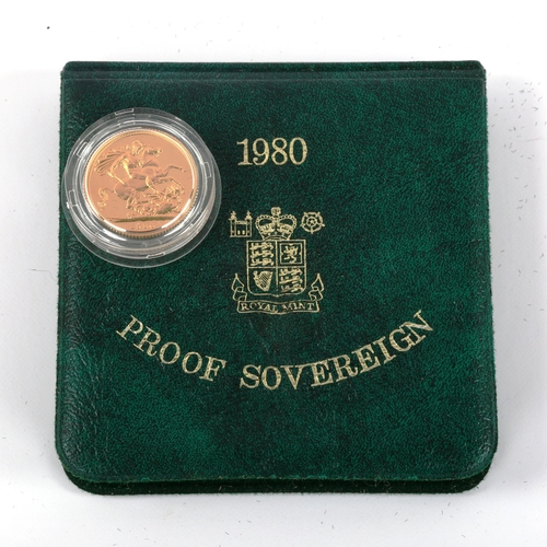 119 - Royal Mint 1980 gold proof sovereign coin, boxed