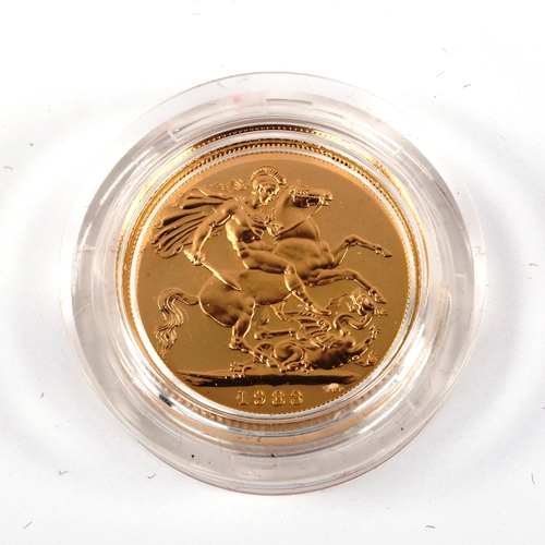 123 - Royal Mint 1983 gold proof sovereign coin, limited edition of 22,500, boxed