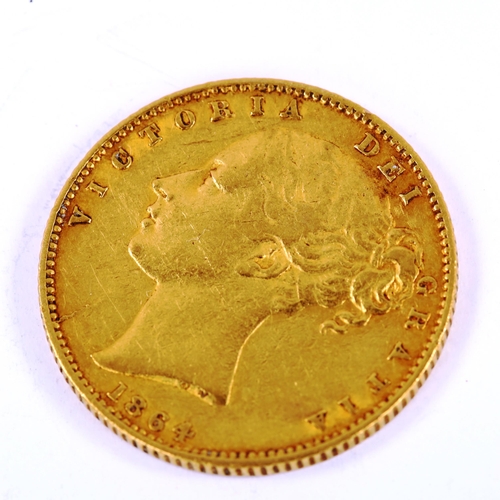 136 - A Victoria 1864 gold full sovereign coin, die no. 35, 7.9g