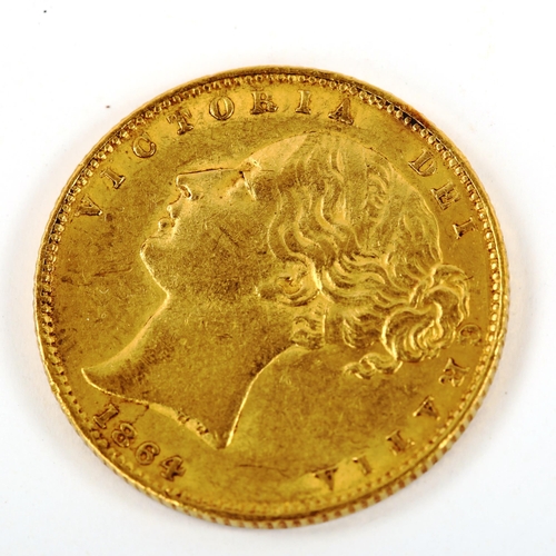 137 - A Victorian 1864 gold full sovereign coin, die no. 56, 7.9g