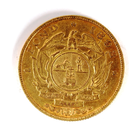 148 - An 1892 South African gold one pond coin, 7.9g