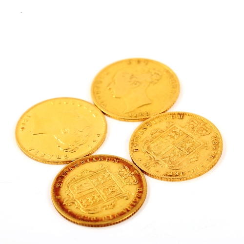 162 - 4 x Victoria gold half sovereign coins, comprising 1852, 1860, 1869 and 1872 (4)