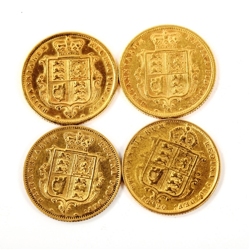 163 - 4 x Victoria gold half sovereign coins, comprising 1876, 2 x 1885, and 1890 (4)