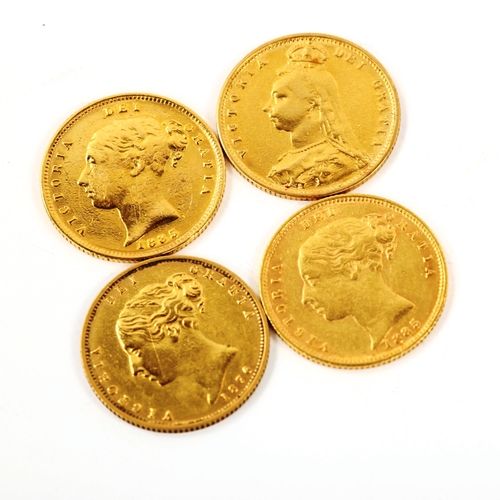 163 - 4 x Victoria gold half sovereign coins, comprising 1876, 2 x 1885, and 1890 (4)