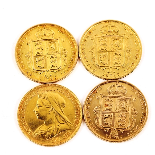 164 - 4 x Victoria gold half sovereign coins, comprising 3 x 1887, and 1 x 1897 (4)