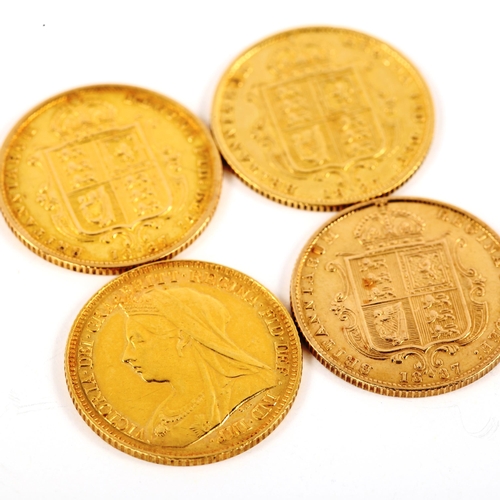 164 - 4 x Victoria gold half sovereign coins, comprising 3 x 1887, and 1 x 1897 (4)