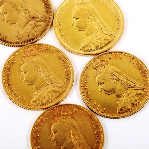 165 - 5 x Victoria 1892 gold half sovereign coins (5)