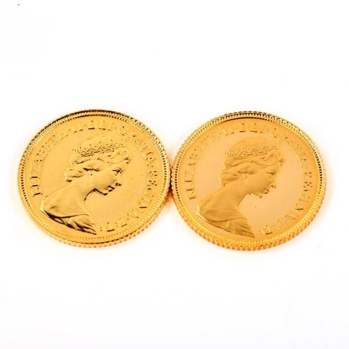 167 - 2 x Elizabeth II gold half sovereign coins, comprising 1980 and 1982 (2)