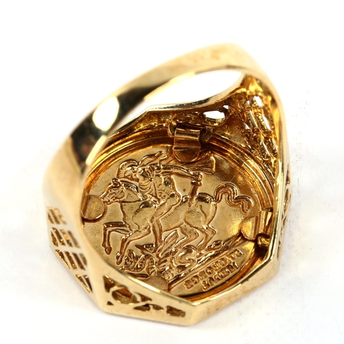 175 - A 9ct gold St George medal ring, size Q, 3.2g