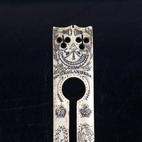 1006 - A 19th century Scrimshaw bone button polisher, Indian Mutiny Period circa 1857, engraved Edward Mcka... 