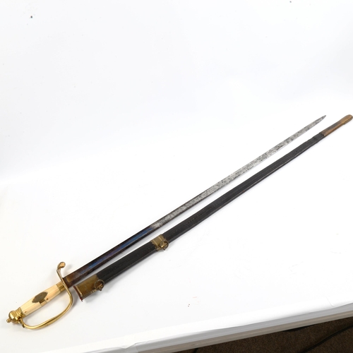 1012 - Late 18th century Infantry Officer's spadroon sword of the 23rd Regiment, the straight fullered blad... 