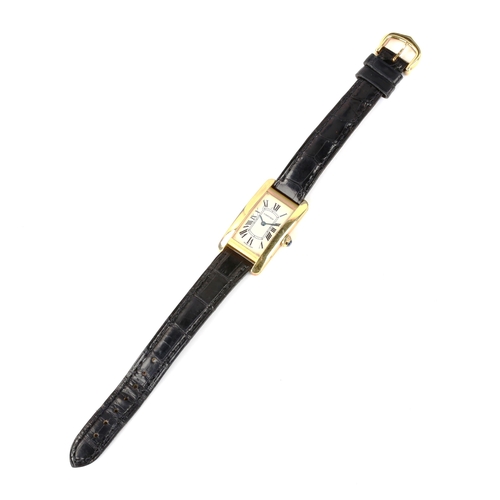 28 - CARTIER - a lady's 18ct gold Tank Americaine quartz wristwatch, ref. 2482, circa 2000, rectangular s... 