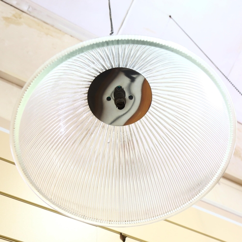 1057 - A Holophane pendant light fitting, with green glass upper part, height approx 60cm, diameter 46cm