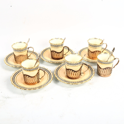 1066 - Ainsley silver-mounted coffee set, with original silver spoons in original fitted case