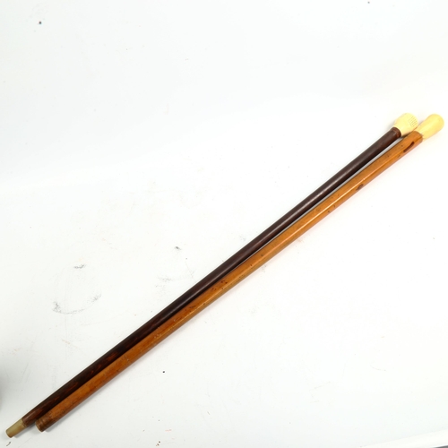 1068 - 2 x 17th/18th century ivory pique inlay-handled walking sticks (2)
