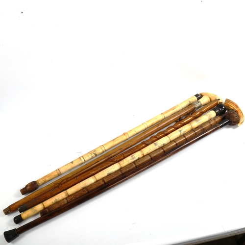 1072 - A group of 6 Oriental walking sticks