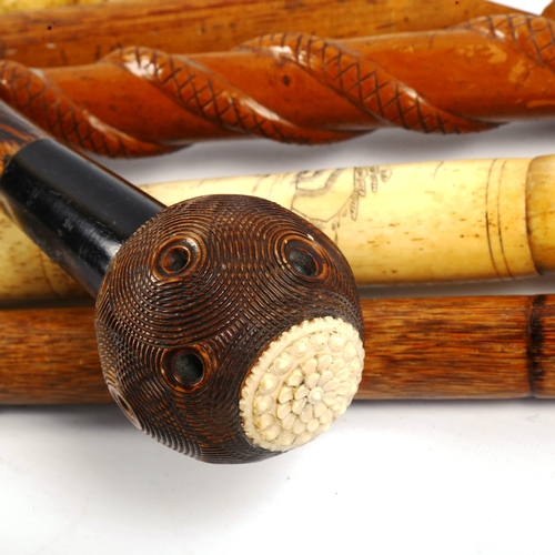 1072 - A group of 6 Oriental walking sticks