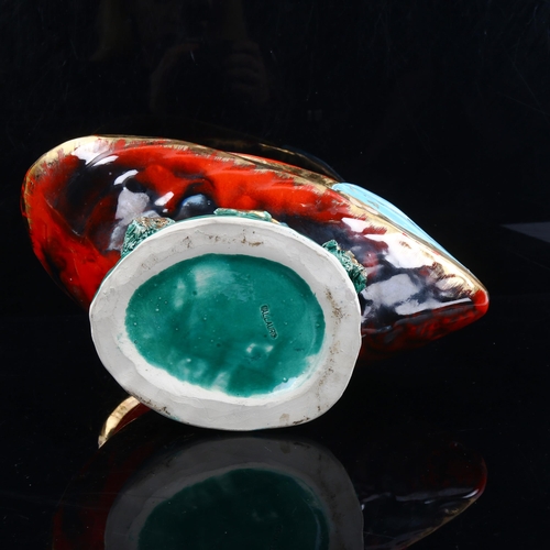 1088 - A Vallauris Pottery tropical fish and shell design lamp base, length 27cm