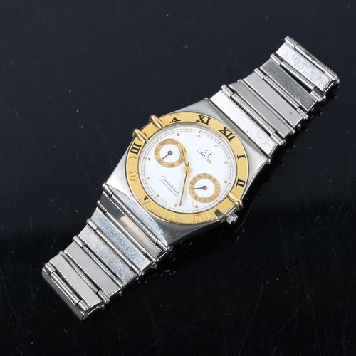 78 - OMEGA - a stainless steel Constellation chronometer quartz bracelet watch, ref. 396.1069, white dial... 