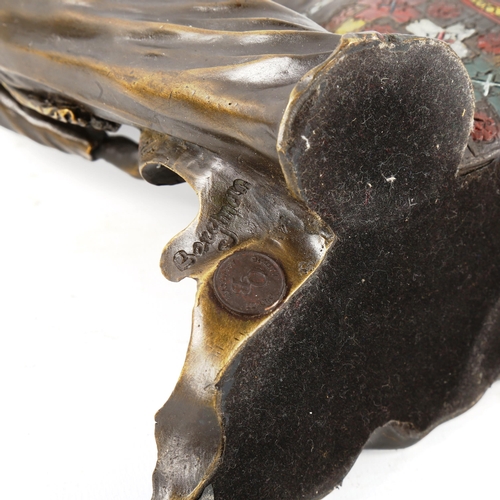 1302 - Bergmann style cold painted bronze sculpture, Arab carpet seller, height 20cm