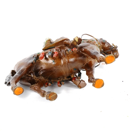 1306 - Austrian cold painted bronze Arab rifleman on horseback, length 12cm, height 15cm