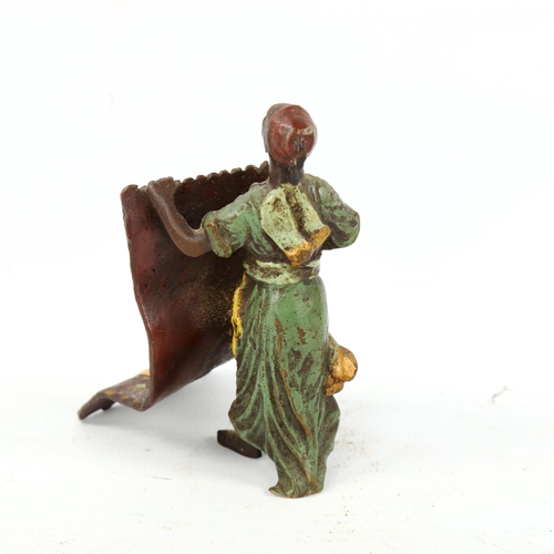 1307 - Austrian cold painted bronze Arab carpet seller, height 8cm