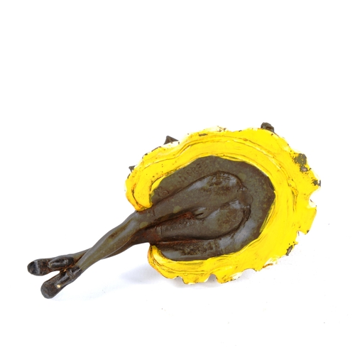 1310 - Bergmann style cold painted bronze erotic figure, woman with parasol, length 11cm