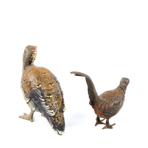 1324 - Austrian cold painted bronze grouse, height 7cm, and cold painted bronze pheasant