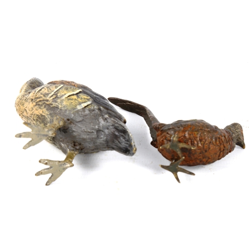 1324 - Austrian cold painted bronze grouse, height 7cm, and cold painted bronze pheasant