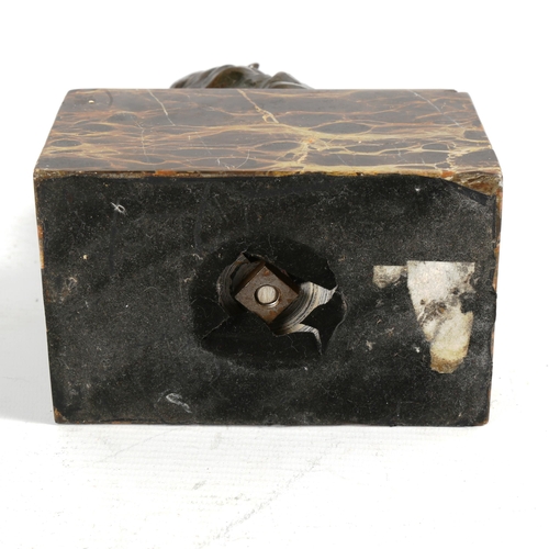 1327 - A patinated bronze sculpture of 2 hippos on marble base, unsigned, height 19cm