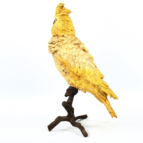 1331 - A large Bergmann style cold painted bronze parrot on a branch, height 30cm