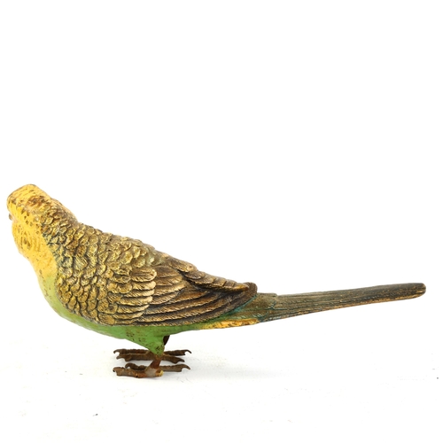 1332 - Austrian cold painted bronze parakeet, length 16cm