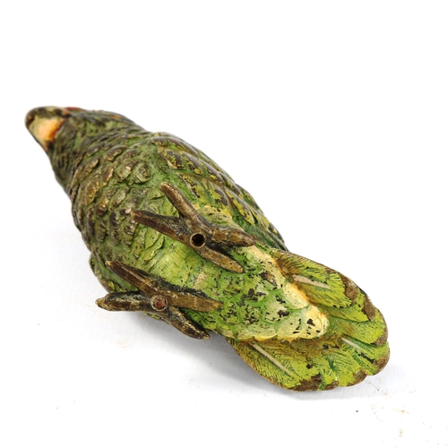 1333 - Austrian cold painted bronze parakeet, height 6cm