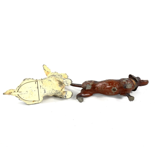 1335 - 2 cold painted spelter dog design inkwells, Scottie dog height 13cm, and Dachshund length 24cm